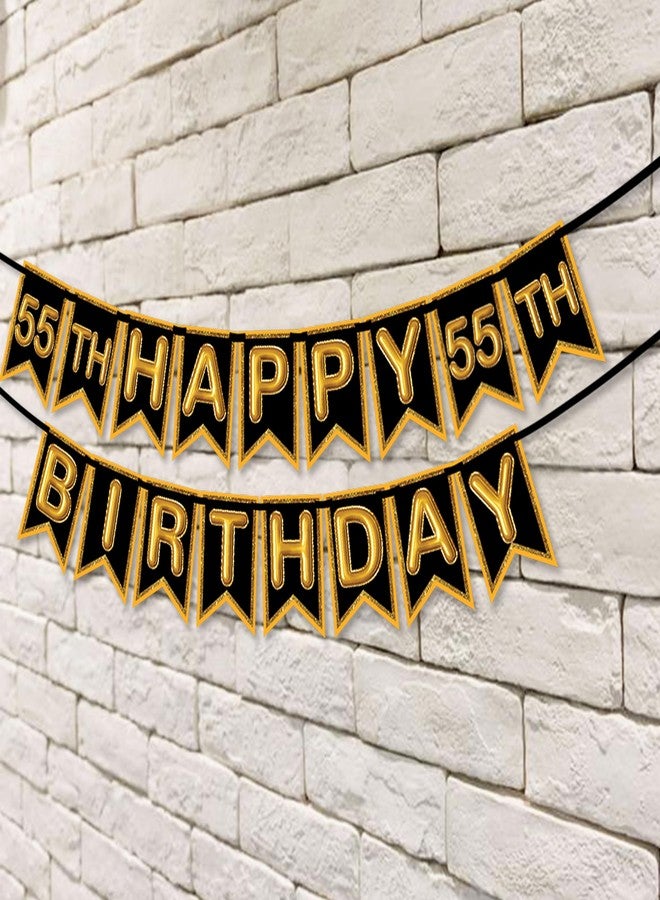Wobbox 55th Happy Birthday Banner, 55th Happy Birthday Decoration Items (Brown) (FP4557) - Image 4